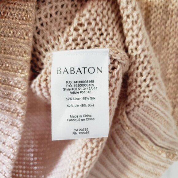 Aritzia Babaton Silk Linen Rose Gold Brushed Metallic Sweater M - Picture 4 of 7